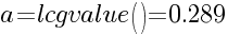 a=lcgvalue()=0.289